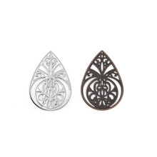 Doreen Box Iron Based Alloy Filigree Stamping Pendants Water-Drop Shaped Antique Copper 65mm(2 4/8") x 44mm(1 6/8"), 30 PCs 2024 - buy cheap