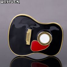 Quantidade mínima para pedido atacado, wesbuck marca de luxo designer de marca cowboys cinto fivela meatl guitarra clássica música diy fivelas 2024 - compre barato