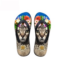 Noisydesigns женские Вьетнамки 3D Милая кошка принтованным изображением американской короткошерстной кошки печатных крутые женские лоферы пляжные сандалии; Домашняя обувь на плоской подошве 2024 - купить недорого
