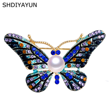 Женская Винтажная брошь-бабочка SHDIYAYUN, брошь с жемчугом из натурального пресноводного жемчуга, Ювелирное Украшение 2024 - купить недорого
