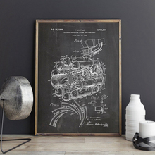 Airplane Jet Engine Patent Aviation Artwork Print Science Wall Art Canvas Painting Poster Home Room Decor Vintage Blueprint Gift 2024 - buy cheap