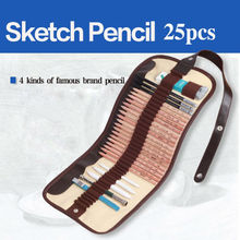 25PCS Pencil sketch art drawing tool art supplies pencil painting canvas bag set free shipping 2024 - buy cheap
