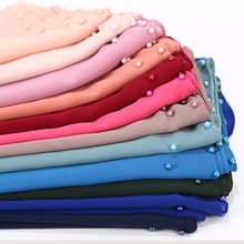 1pc Nice Coloured Pearl Scarf Big Solider Color Quality Bubble Chiffon Scarf Plain Shawls Hijab Muslim Scarf 20 Color 180*75cm 2024 - buy cheap