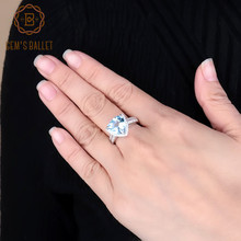 Женские кольца gemb's BALLET, кольца из серебра 925 пробы с натуральным небесно-синим топазом 5,47 карат, красивые украшения для женщин 2024 - купить недорого