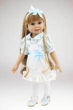 NPK-Muñeca reborn de silicona de 46 cm, muñeca realista, hermosa princesa, vestido blanco informal, muñeca encantadora, juguetes de regalo 2024 - compra barato