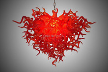 Frete grátis pendurado lâmpada pingente lustre de vidro vermelho 2024 - compre barato