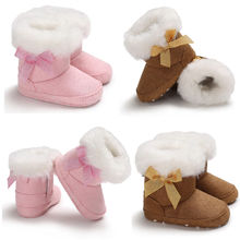 0-18Month Cute Newborn Baby Girl Boy 2018 Bow Anti-Slip Soft Slipper Shoes Warm Snow Boots 2024 - buy cheap