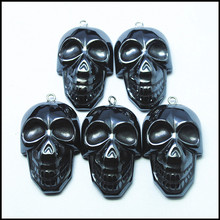2pcs nature black hematite stone skull head pendants charms bracelets diy making findings size 34x22mm 2024 - buy cheap