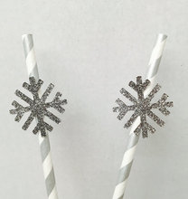2019 Custom glitter Snowflake on Paper Straws. Wedding birthday Engagement winter Decoration Drinks tea party favors 2024 - buy cheap