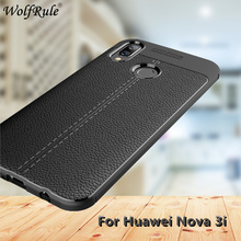 Huawei nova 3i caso huawei nova3i capa 6.3 "design de couro de silicone macio caso para huawei nova 3i telefone capa INE-LX1 INE-LX2 2024 - compre barato