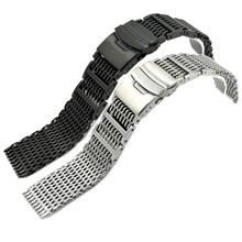 20/22/24mm HQ Shark Mesh Silver Stainless Steel Watchband Replacement Bracelet Men Folding Clasp with Safety Watch Band Strap 2024 - buy cheap