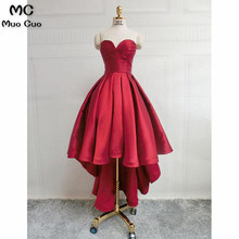 Elegant  Asymmetrical Hi Lo Gown Evening Dresses Draped Satin Sweetheart Burgundy Formal Evening Party Dress Custom Made 2024 - buy cheap