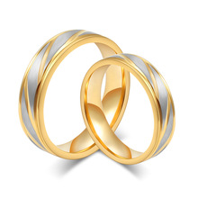 Anel de casamento clássico, para mulheres e homens, cor dourada 316l, aço inoxidável, joias de noivado, presente de natal 2024 - compre barato
