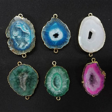 charms diy material multi color  gold plated druzy quartz natural geode drusy stone connector pendant for jewelry making 2024 - buy cheap