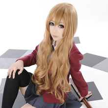 ¡Sorpresa Toradora! Aisaka Taiga-peluca ondulada de lino marrón, 80cm de largo, resistente al calor, para disfraz de Cosplay 2024 - compra barato