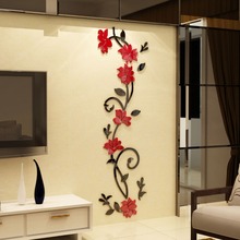 Цветок лоза Акриловые 3d стерео наклейки на стену гостиная диван тв задний план настенные наклейки балкон спальни украшения 2024 - купить недорого