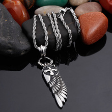 Titanium steel  men's Europe and the United States stainless steel pendant angel wings cross pendant wholesale 2024 - buy cheap