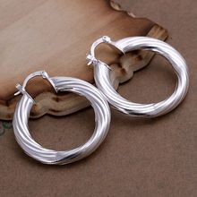 Женские сережки с витой линией E155 /LUQCSOHRE155, посеребренное ювелирное изделие из серебра 925 пробы 2024 - купить недорого