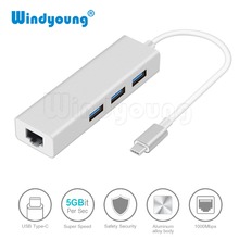 USB C Ethernet Adapter with 3 USB 3.0 Hub for MacBook Pro PC, Windyoung USB 3.1 Type C Hub Gigabit Ethernet Rj45 Lan USB C Hub 2024 - buy cheap