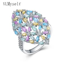 2021 New Ring Pastel Color Horse Eye Blue Yellow Green Pink Crystals Bohemia Statement Jewelry Luxury Accessories Fashion Rings 2024 - buy cheap