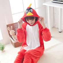 Red Bird Kigurumi Onesie Adult Women Animal Pajamas Suit Flannel Warm Soft Sleepwear Onepiece Winter Warm Pijama Cosplay 2024 - compre barato