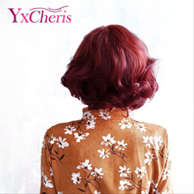 Peruca de cabelo sintético feminina, peruca curta ondulada, resistente ao calor, ruivo vermelho, ruivo escuro, sexy 2024 - compre barato