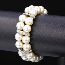 Pearl Bracelet For Women Fashion Jewelry Gift Elegant Style  Design Rhinestone 2-Layer Bracelet Pearl Jewelry H1511 2024 - buy cheap