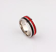 QianBei316L Silver 2Row Red Black CZ Inlay Stainless Steel Rings Wedding Bridal Valentine Fashion Jewelry 17-21MM 2024 - buy cheap