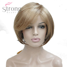 Strongbeauty perucas femininas, cabelo sintético borgonha/loiro, peruca curta estilo bob natural 2024 - compre barato