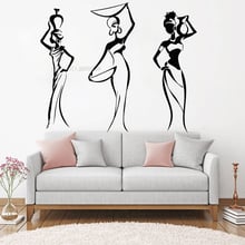 3 sexy mulheres africanas decalques áfrica estilo étnico vinil adesivo de parede para o quarto feminino casa interior adesivos muraux diy decalque lc968 2024 - compre barato