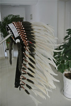 Free Shipping off white feather Headdress 28" high feather headdress headpiece for halloween supply 2024 - buy cheap