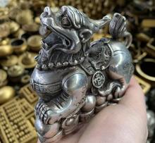 Coleção antiga qianlong ano puro cobre prata escultura deus besta, furão, kirin, estátua frete grátis 2024 - compre barato