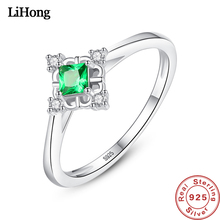 Authentic 925 Sterling Silver Ring Simple Exquisite Emerald Ring for Women Wedding Party Jewelry Gifts 2024 - buy cheap
