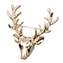 Unisex Animal Bonito Do Natal Antlers Dos Cervos Cabeça de Alce Cabeça Broche Pin Broches de Ouro Retro Jóias Styling 2024 - compre barato