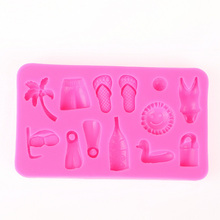 Coconut trees slippers bikini chocolate Party cake decorating tools DIY baking fondant silicone mold F0427 2024 - buy cheap