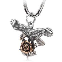 925 Sterling Silver Jewelry Rose And Eagle Unisex Pendant (FGL) 2024 - buy cheap