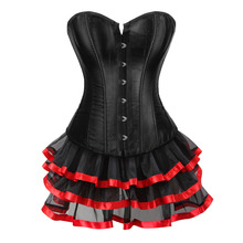 Gothic corset lace up lingerie Sexy traje de halloween cosplay vestido da dança showgirl bodyshaper bustier vestido tutu saia anágua 2024 - compre barato