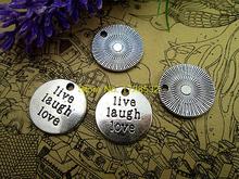 12pcs Live Laugh Love Charms Antique Tibetan Silver Tone 20mm 2024 - buy cheap