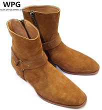 NEW style Top quality designer 6 color men shoes luxury brand Chelsea mens western motorcycle boots shoes 2024 - buy cheap