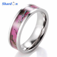 SHARDON женские кольца 6 мм титановый розовый махровый Дуб Камо кольцо обручальное кольцо камуфляж обручальное кольцо 2024 - купить недорого