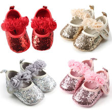 Emmababy-zapatos de lentejuelas para bebés recién nacidos y niños, zapatillas suaves con flores para cuna 2024 - compra barato