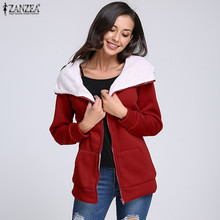 ZANZEA Plus Size Women Hoodies Fleece Sweatshirts Coat 2019 Autumn Winter Warm Zipper Design Long Sleeve Hooded Outerwear 4XL 2024 - buy cheap