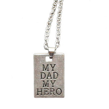 Father's Day Gift My Dad My Hero Rectangle Pendant Necklace Charm Men Fashion Jewelry Family Choker Collier 2024 - buy cheap