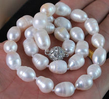 FREE SHIPPING HOT sell new Style >>>> 9x10MM Genuine white akoya cultured pearl necklace 17" LL002 2024 - buy cheap