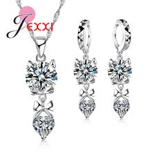 Cute Cartoon Cat Jewelry Set Necklace Pendant Drop Earrings Trendy 925 Sterling Silver Loving Heart Women Jewelry Sets 2024 - buy cheap