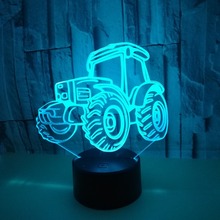 Luz noturna 3d criativa trator, controle por toque, lâmpada 3d de mesa, decoração para quarto de criança, luz noturna 2024 - compre barato