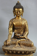 song voge gem S2256 18 Tibet Tibetan Buddhism Bronze Gild Seat Shakyamuni Amitabha Buddha Statue 2024 - buy cheap