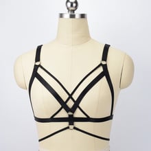 Sutiã de bondage preto ajustável, peito aberto para pole dança no corpo, roupa de fetiches, harajuku 2024 - compre barato