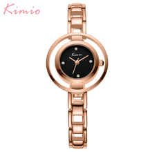 KIMIO 2020 Ladies Rose Gold Watches Stainless Steel Women Watches Luxury Rhinestones Fashion Quartz Women Bracelet Wrist Watch 2024 - купить недорого