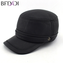 BFDADI 2021 High Quality Winter Male Genuine Leather Hat Eagle Print 56-60CM Black Baseball Caps For Man Casual Street Dad Hat 2024 - buy cheap